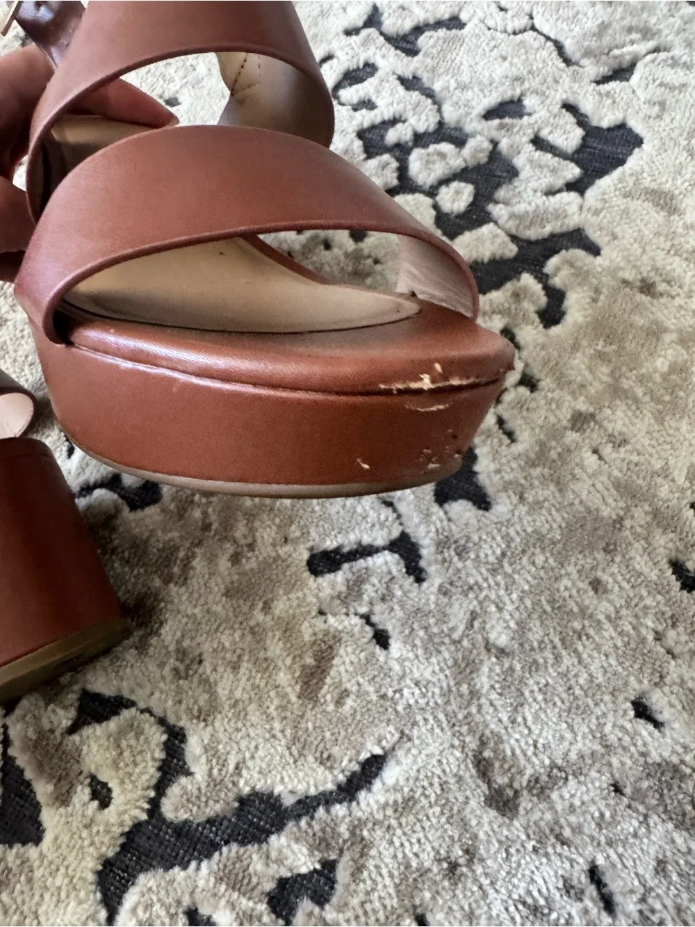 AEROSOLES Cognac Platform Block Heel Sandals